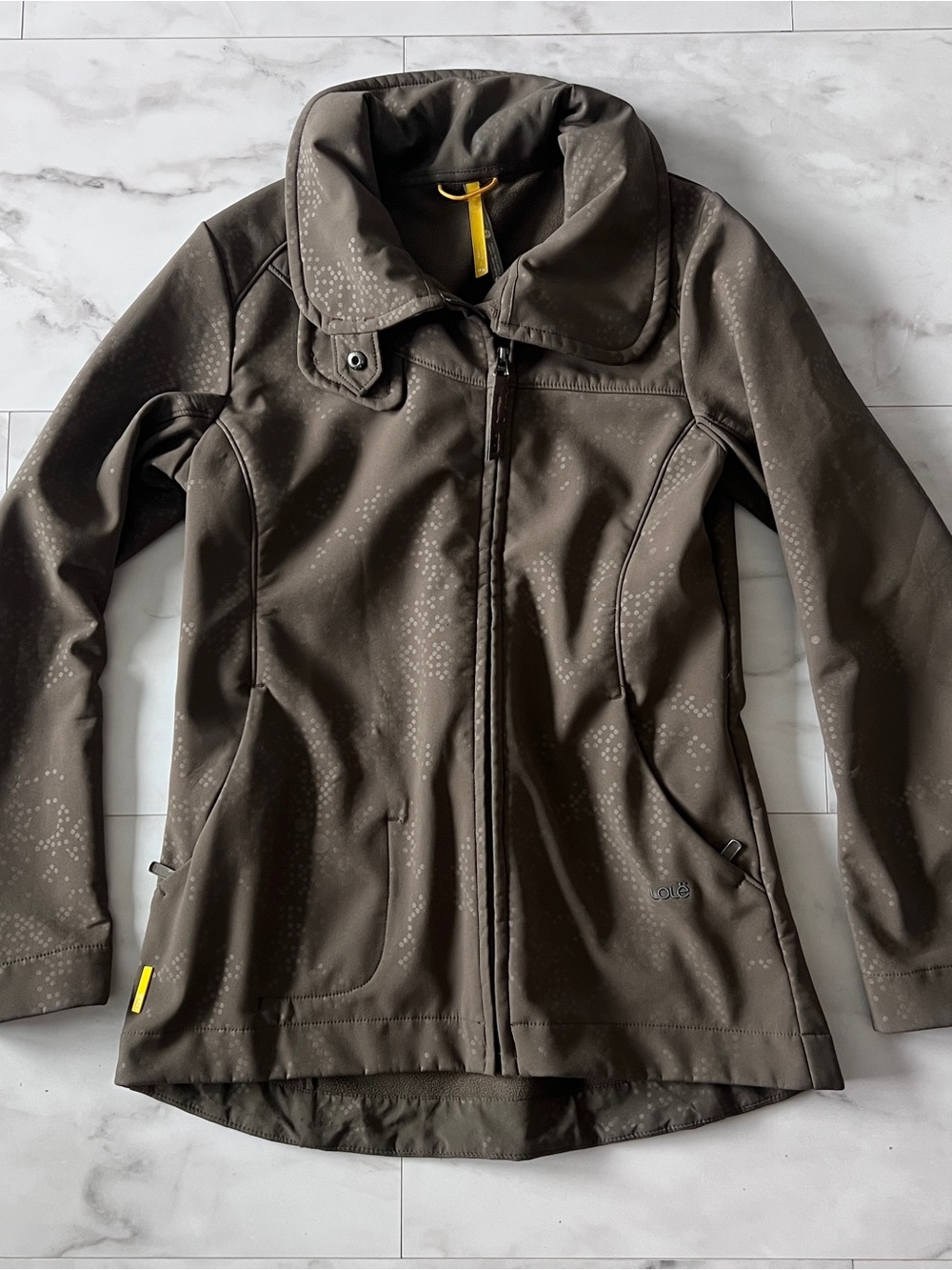 Women’s Lole Olive Green soft shell Jacket with Subtle Dot Detail size small